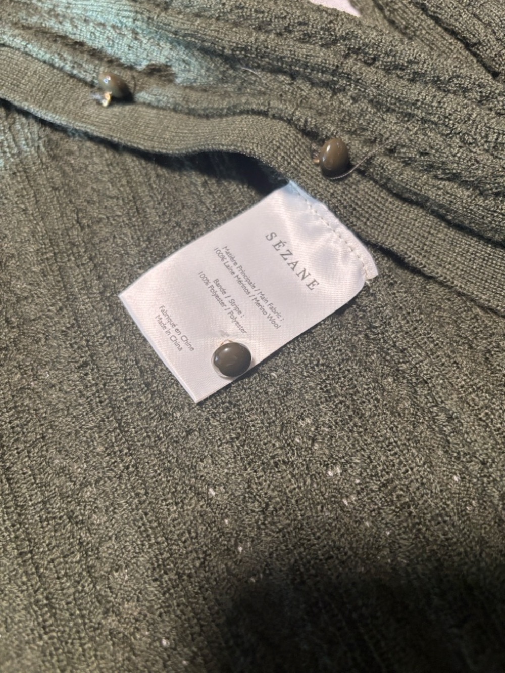 Sézane Olive Green Ribbed Button-Up Cardigan - Picture 5 of 6